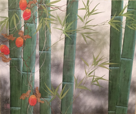 佐々木啓二「竹林烏瓜」F8